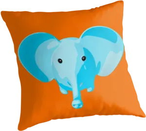 Blue Elephant Cartoon Cushion PNG Image