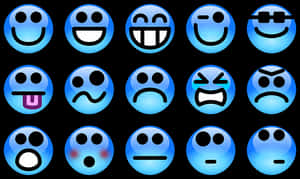 Blue Emoji Expressions Set PNG image with transparent background