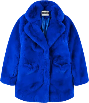 Blue Faux Fur Coat Apparis Brand PNG Image