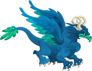 Blue Feathered Fantasy Dragon PNG Image