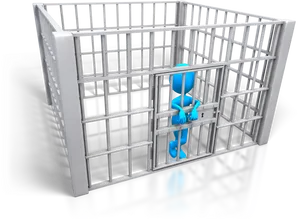 Blue Figure In Prison Cell PNG Image