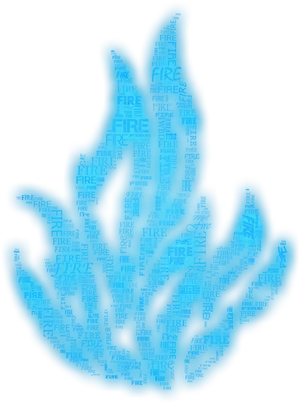 Blue Fire Text Overlay Graphic PNG Image