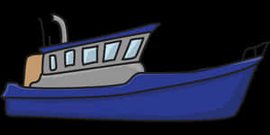 Blue Fishing Boat Illustration PNG image with transparent background