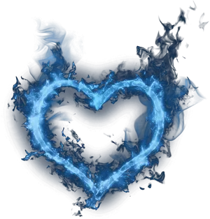 Blue Flame Heart Art PNG Image