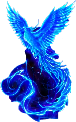 Blue Flame Phoenix Art PNG Image