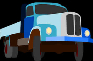Blue Flatbed Truck Illustration PNG image with transparent background