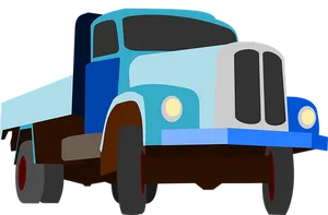 Blue Flatbed Truck Illustration PNG Image