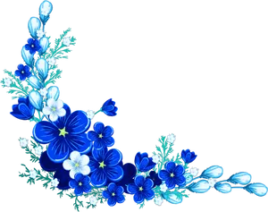 Blue_ Floral_ Corner_ Design PNG Image