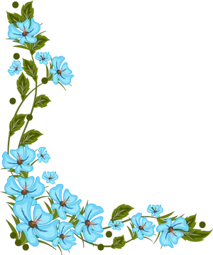 Blue_ Floral_ Corner_ Design.png PNG Image