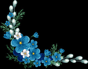 Blue_ Floral_ Corner_ Design PNG