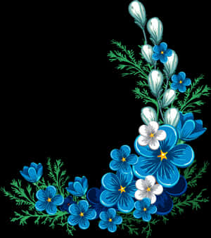 Blue_ Floral_ Corner_ Design PNG