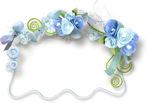 Blue Floral Decorative Frame Overlay PNG Image