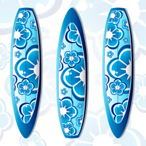 Blue Floral Surfboards Design PNG with transparent background