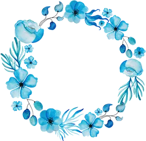 Blue Floral Watercolor Frame PNG Image