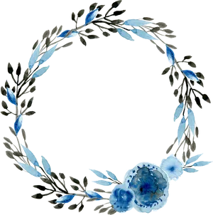 Blue Floral Wreath Frame PNG Image