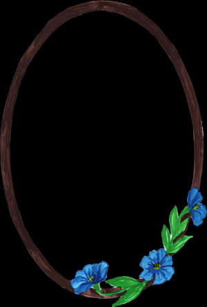 Blue Flowers Oval Frame PNG image with transparent background