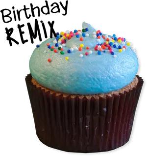 Blue Frosted Cupcakewith Sprinkles PNG Image