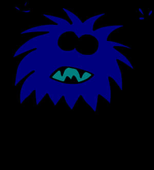 Blue Furry Alien Cartoon PNG image with transparent background