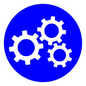 Blue Gear Icon Circle PNG Image