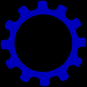 Blue Gear Iconon Black Background PNG image with transparent background