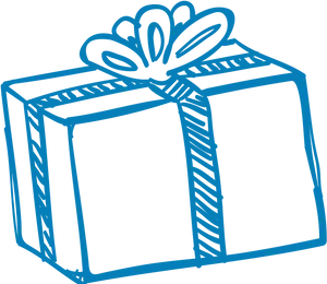 Blue Gift Box Drawing PNG Image