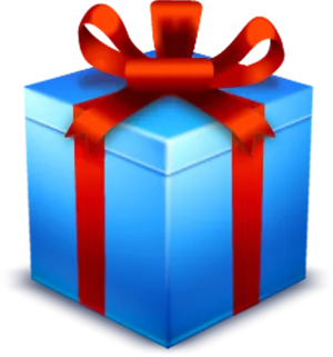 Blue Gift Boxwith Red Ribbon PNG Image