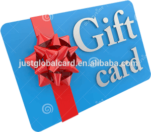 Blue Gift Card With Red Bow PNG