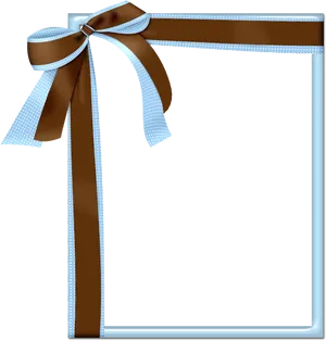 Blue Gift Framewith Brown Ribbon PNG Image