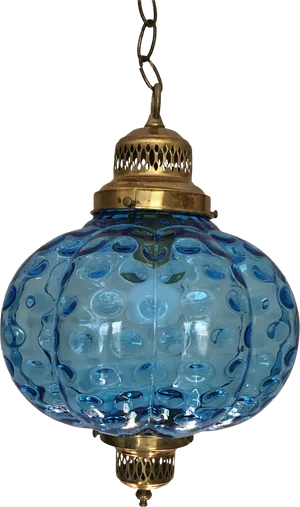 Blue Glass Pendant Light Vintage PNG Image