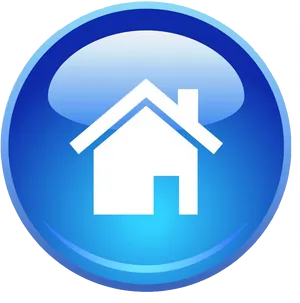 Blue Glossy Home Icon PNG Image