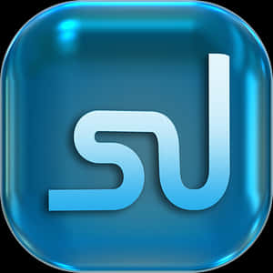 Blue Glossy Stylized S U Icon PNG image with transparent background