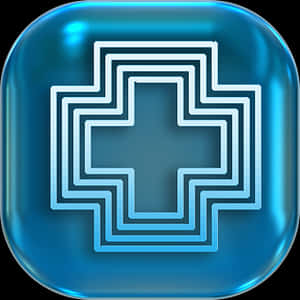 Blue Glow Health Cross Icon PNG image with transparent background
