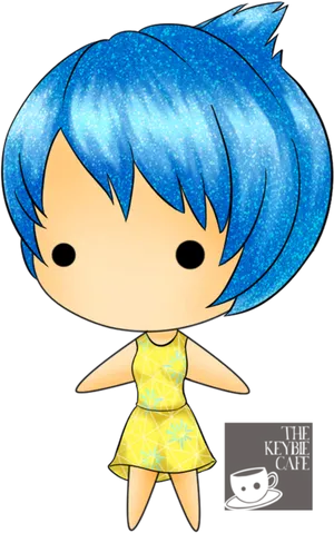 Blue Haired Anime Character PNG Image