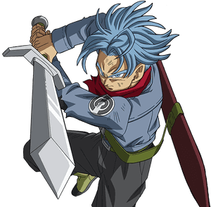 Blue Haired Anime Swordsman PNG image with transparent background