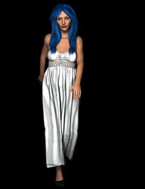 Blue Haired Female3 D Model PNG image with transparent background