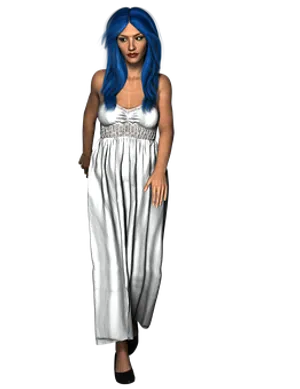 Blue Haired Female3 D Model PNG Image