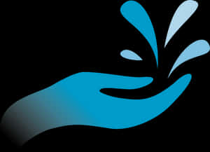 Blue Hand Water Splash Graphic PNG image with transparent background