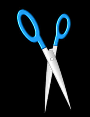 Blue Handled Scissors Black Background PNG