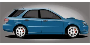 Blue Hatchback Car Illustration PNG Image