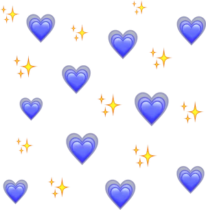 Blue_ Hearts_and_ Stars_ Pattern PNG Image