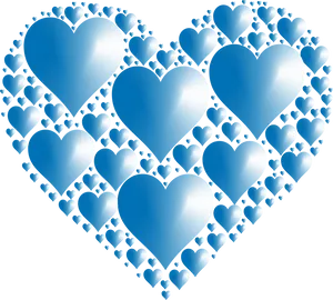 Blue Hearts Collage PNG Image