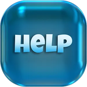 Blue Help Button Icon PNG Image