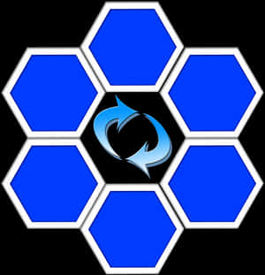 Blue Hexagon Patternwith Symbol PNG image with transparent background