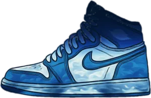 Blue High Top Sneaker Illustration PNG Image