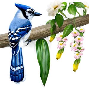 Blue Jay And Flowers Png 06262024 PNG Image