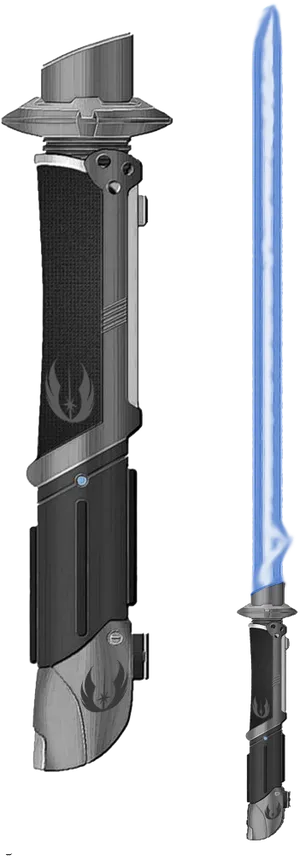 Blue Lightsaber Activatedand Hilt PNG Image