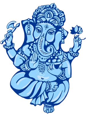 Blue Lord Ganesh Artwork PNG Image