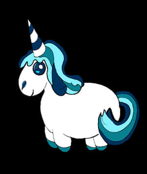 Blue Maned Cartoon Unicorn PNG image with transparent background