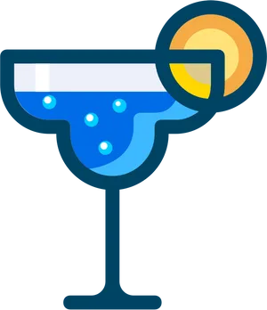 Blue Martini Iconwith Lemon Twist PNG Image