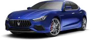 Blue Maserati Ghibli Side View PNG Image